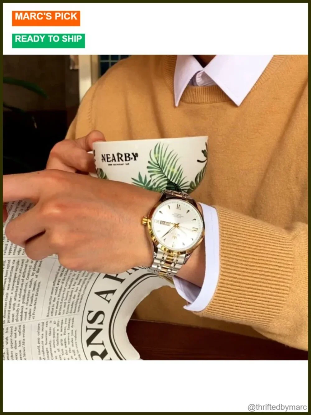 Automatic Mechanical Dress Watch Stainless Steel Waterproof Luminous Day Date